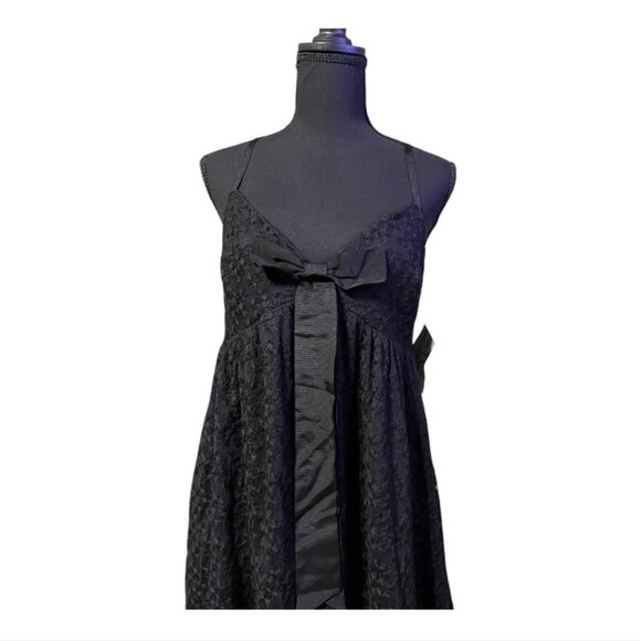 Mark + James Badgley Mischka Black Lace Babydoll Mini Dress With Bow - Picture 4 of 8